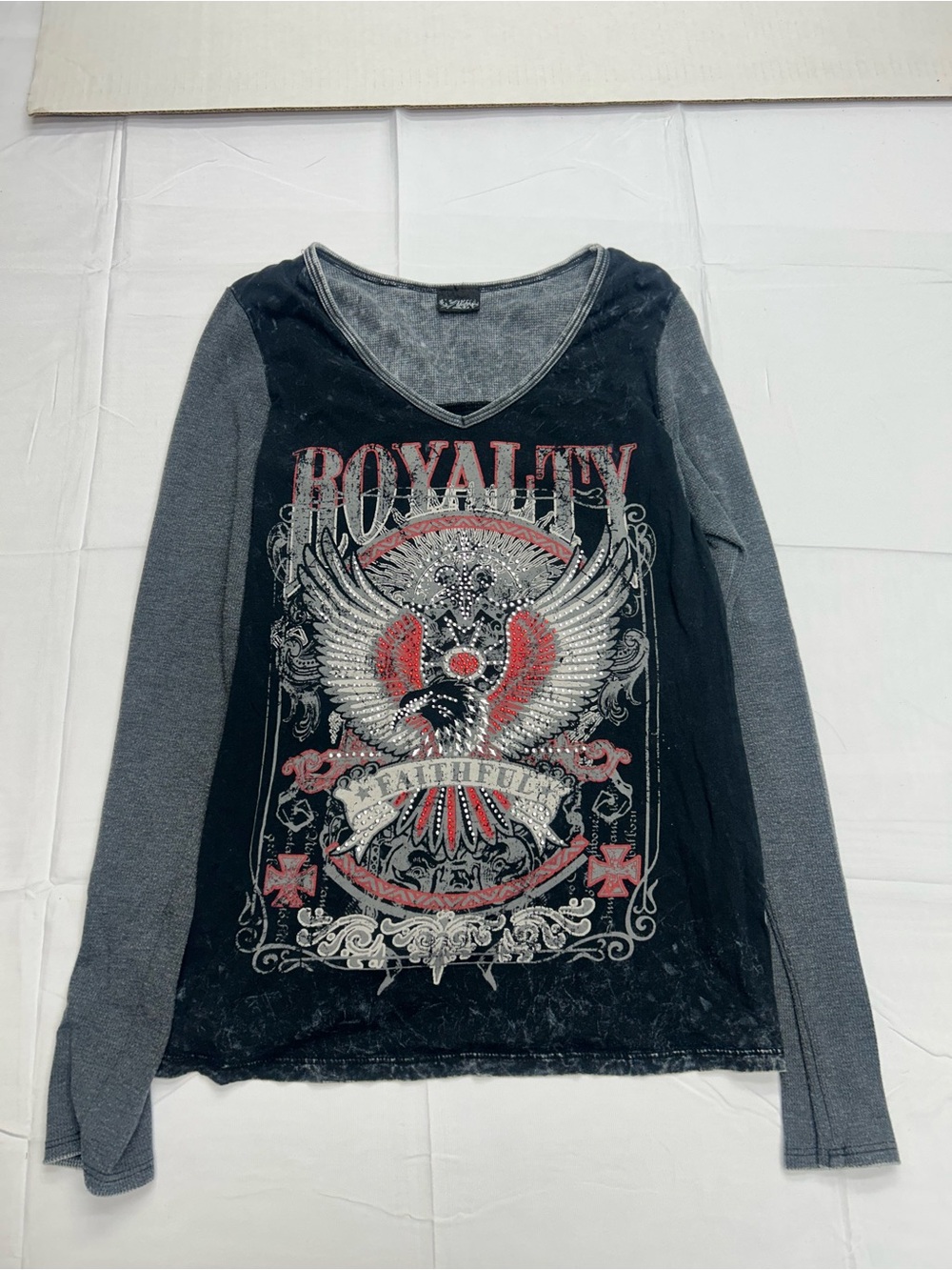 Y2K Mall Goth Thermal Top Bundle Vocal & Daytrip Rhinestone Cross Eagle S